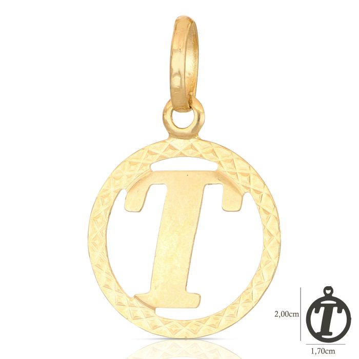 Pendente nome iniziale T oro 18kt