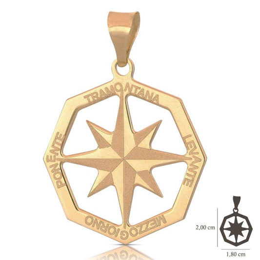 Pendente rosa dei venti oro 18kt