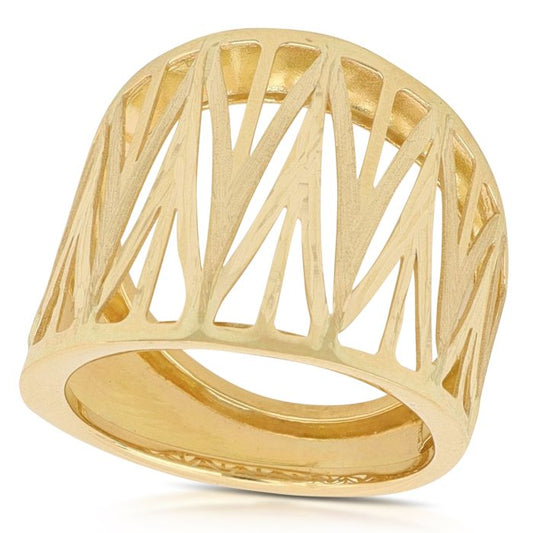 Anello bicolore a fascia oro 18 kt