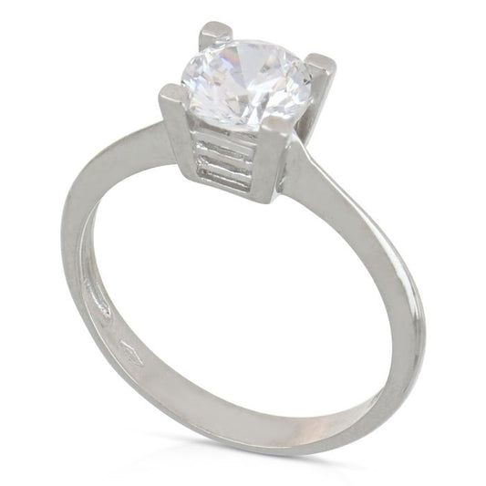 anello solitario zirconi oro 18 kt