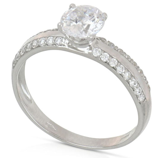 anello solitario zirconi oro 18 k