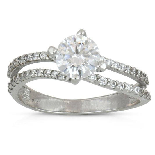 anello solitario zirconi oro 18 k