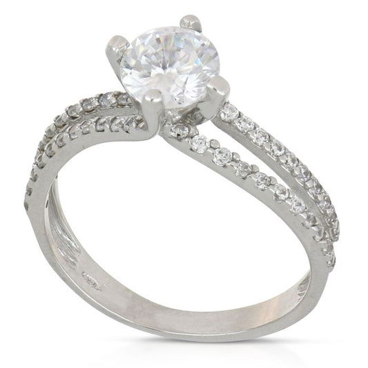 anello solitario zirconi oro 18 k