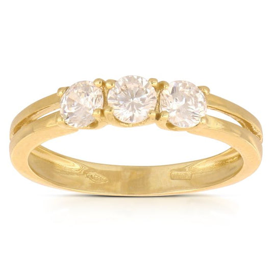 Anello trilogy zirconi oro 18 kt