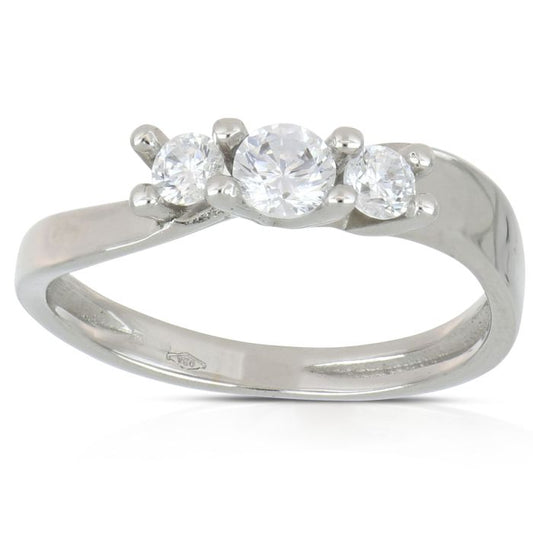 Anello trilogy zirconi oro 18 kt