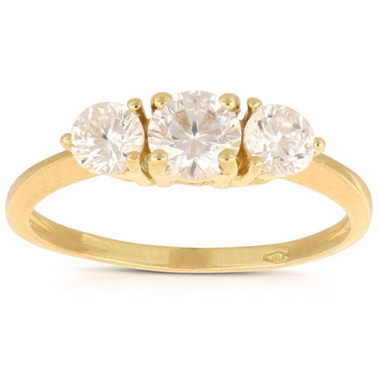 Anello trilogy zirconi oro 18 kt