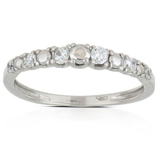 anello mezza veretta zirconi oro 18 kt