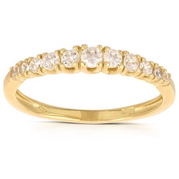 anello mezza veretta zirconi oro 18 kt