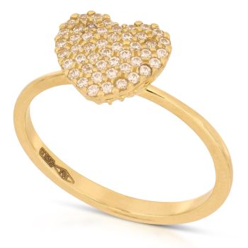 anello pavè cuore zirconi oro 18 kt