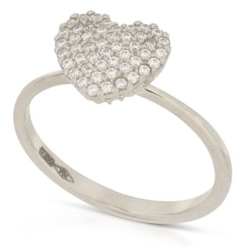 anello pavè cuore zirconi oro 18 kt