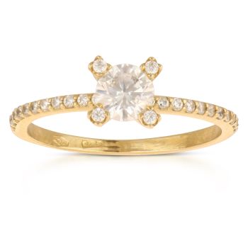 anello solitario zirconi oro 18 kt