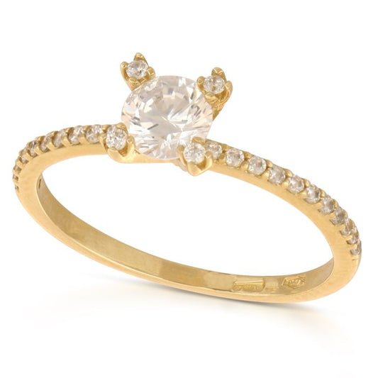 anello solitario zirconi oro 18 kt