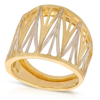 Anello bicolore a fascia oro 18 kt