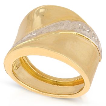 Anello bicolore a fascia oro 18 kt