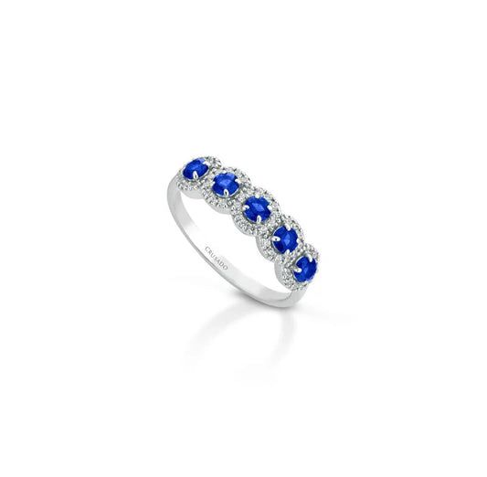 Anello Veretta Crusado con Zaffiri - Alicante